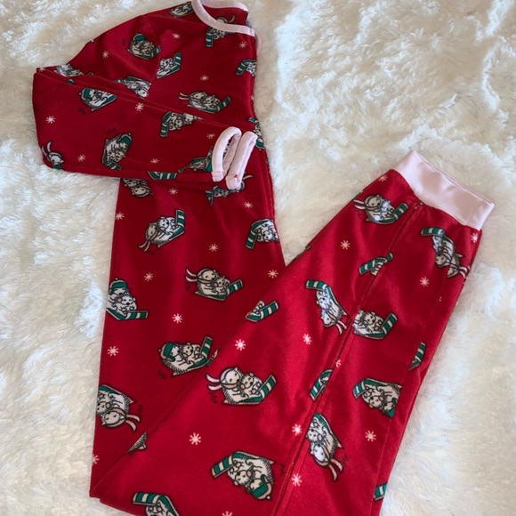 Lands’ End fleece zip one piece Jammie’s/ jogger style. Holiday/Christmas Sz 14 - Picture 1 of 7